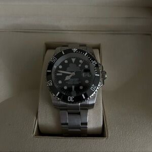 Men's Silver and Black Watch
